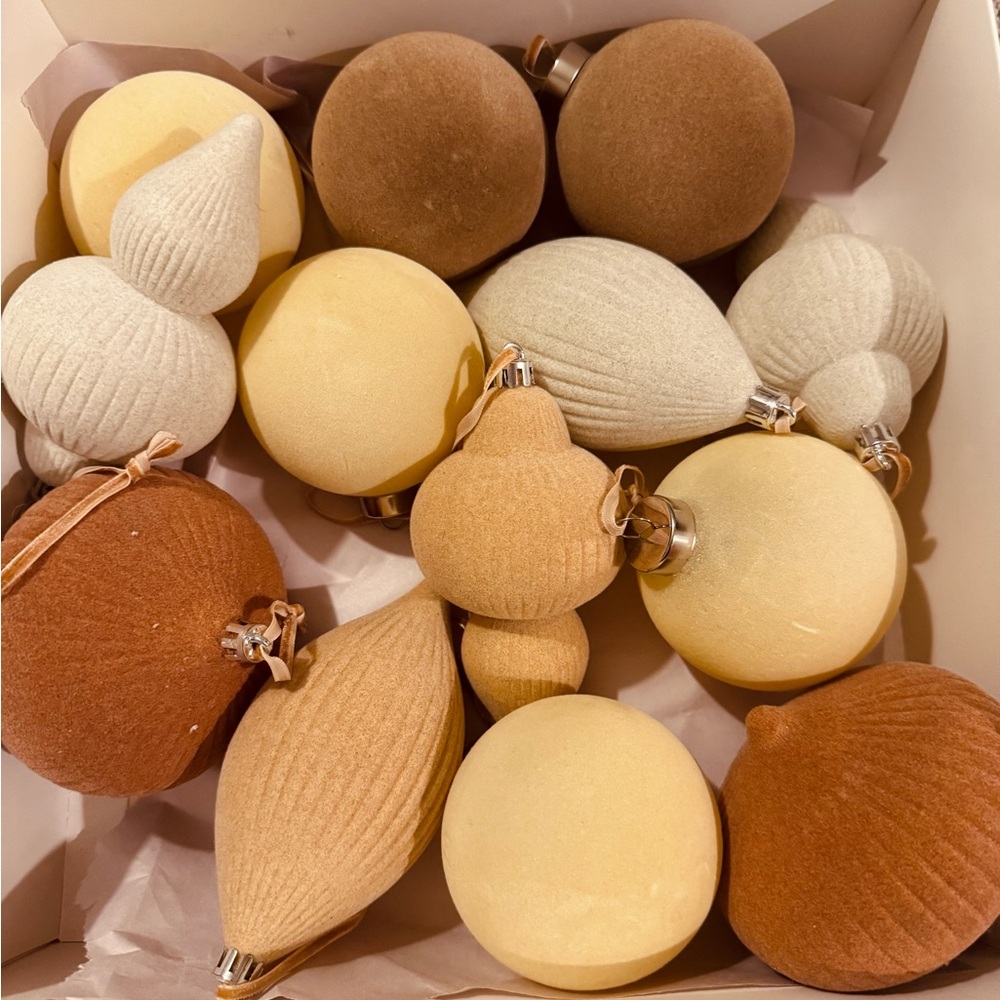 Flocked Christmas ornaments
